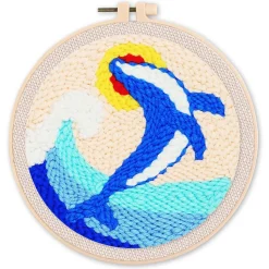 Punch Needle : Orque et Vague - avec cadre - Figured'Art