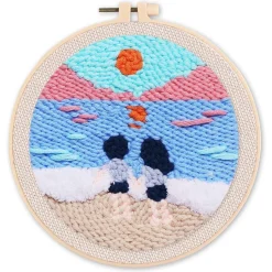 Punch Needle : Sur la Plage - avec cadre - Figured'Art