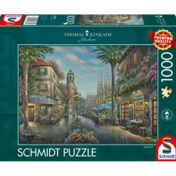 Puzzle 1000 pièces : À la terrasse d’un café espagnol, Thomas Kinkade - Schmidt