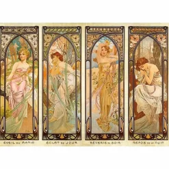 Puzzle 1000 pièces - Alphonse Mucha : Les heures du jour - DToys