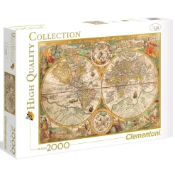 Puzzle 2000 pièces : Ancienne carte du monde - Clementoni