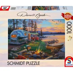 Puzzle 1000 pièces : Camping idylle au bord du lac - Schmidt