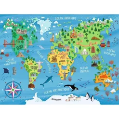 Puzzle 100 pièces : Carte du monde des monuments - Nathan