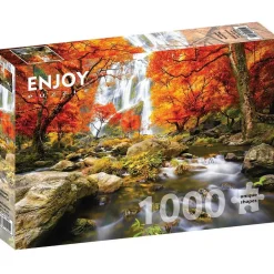 Puzzle 1000 pièces : Cascade d'automne - EnjoyPuzzle