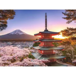 Puzzle 1000 pièces : Cerisiers en fleurs du Mont Fuji - Ravensburger