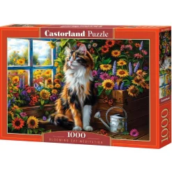 Puzzle 1000 pièces : Chat en fleurs - Castorland