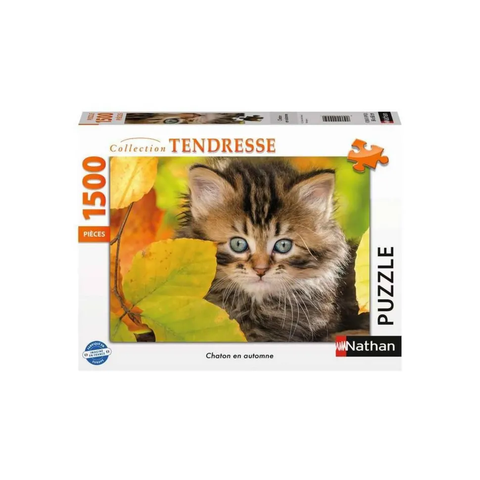 Puzzle 1500 pièces : Chaton en automne - Nathan