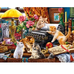 Puzzle 500 pièces : Chatons dans le bureau de l’écrivain - Ks Games