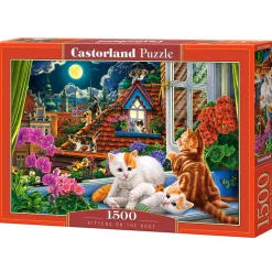 Puzzle 1500 pièces : Chatons sur le toit - Castorland