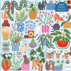 Puzzle 500 pièces : Chats dans les plantes d'intérieur - Galison