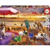 Puzzle 1000 pièces : CHIENS JOUANT SUR LA PLAGE - Educa