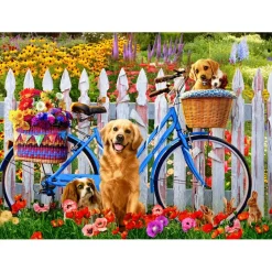 Puzzle 1000 pièces : Chiots à vélo - Vermont Christmas Company