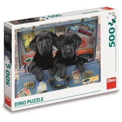 Puzzle 500 pièces : Chiots dans une valise - Dino