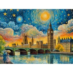 Puzzle 1000 pièces : Ciel impressionniste au-dessus de Londres - CherryPazzi