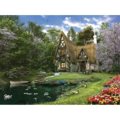 Puzzle 3000 pièces : Cottage au bord du lac au printemps - Anatolian