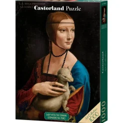 Puzzle 1000 pièces : Dame à l'hermine, Léonard de Vinci - Castorland