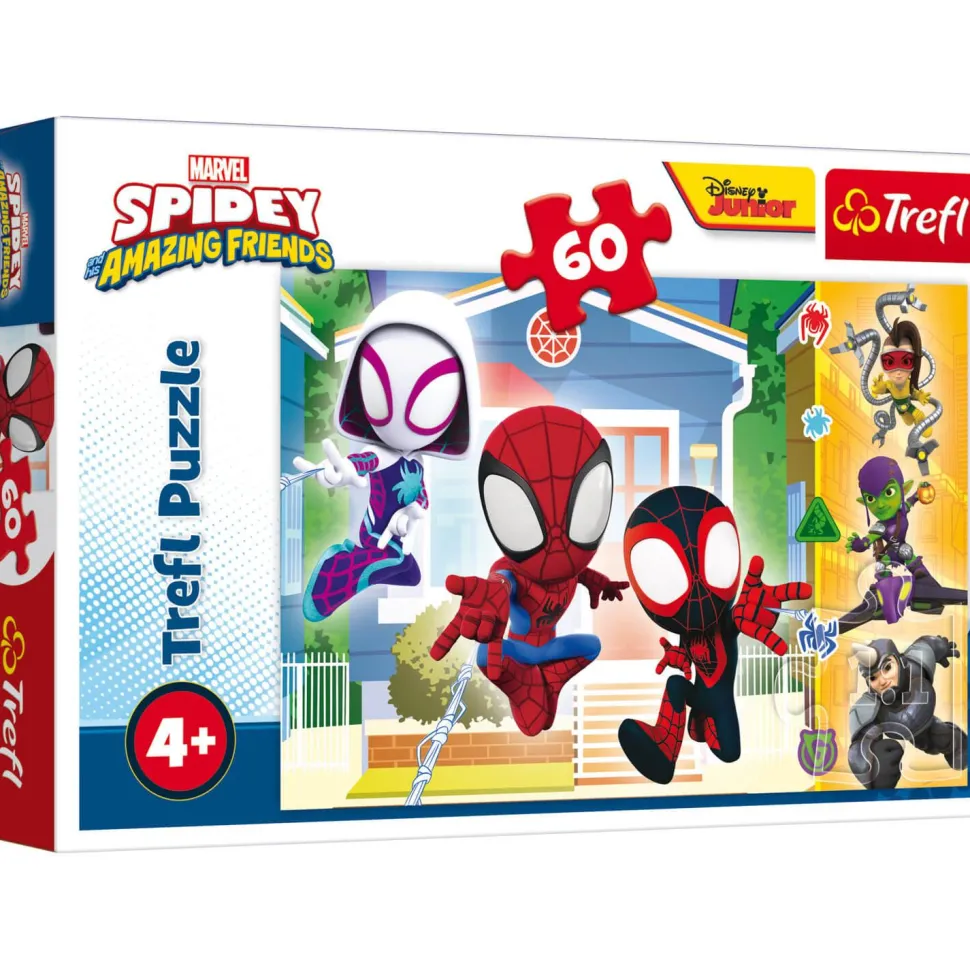 Puzzle 60 pièces : Dans le monde de Spiday : Spiday et ses incroyables amis - Trefl