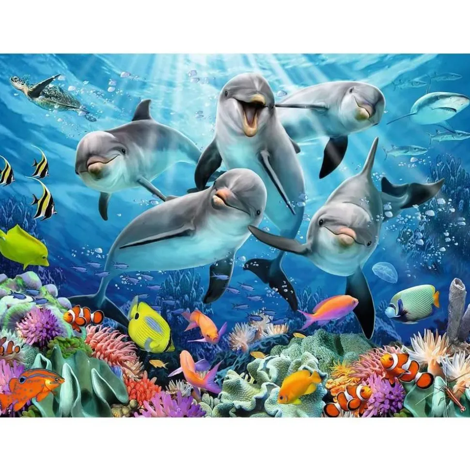 Puzzle 500 pièces : Dauphins sur le récif de corail - Ravensburger