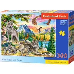 Puzzle 300 pièces : Famille de loups et aigles - Castorland
