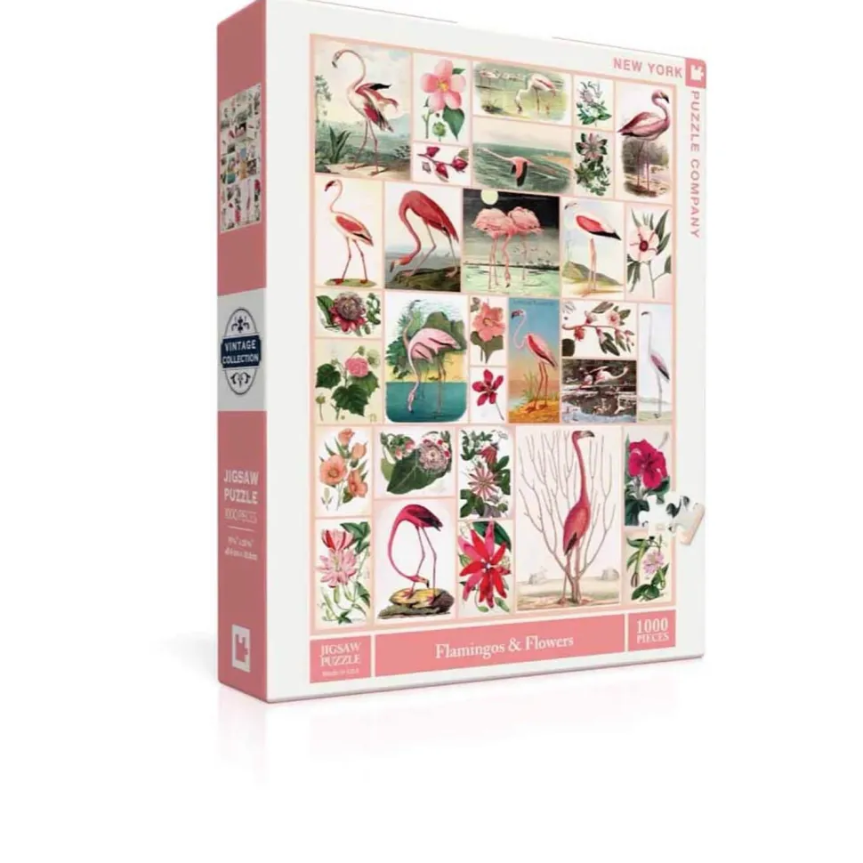 Puzzle 1000 pièces : Flamingos and Flowers - New York Puzzle Company