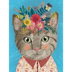 Puzzle 1000 pièces : Floral friends pretty féline - Heye