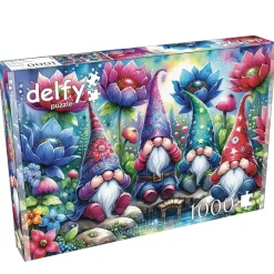 Puzzle 1000 pièces : GNOMES PARMI LES FLEURS - JaCaRou