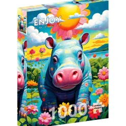 Puzzle 1000 Pièces : Hippopotame ensoleillé - EnjoyPuzzle