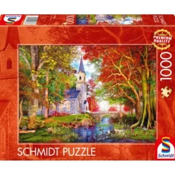 Puzzle 1000 pièces : La chapelle dans la forêt d’automne - Schmidt