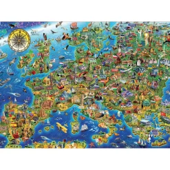 Puzzle 500 pièces : La folle Carte d'Europe - Educa