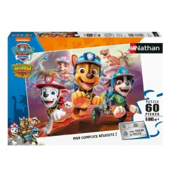 Puzzle 60 pièces : La Pat'Patrouille à la rescousse des dinosaures - Nathan