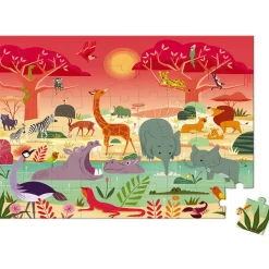 Puzzle 54 pièces : La réserve animalière - Janod
