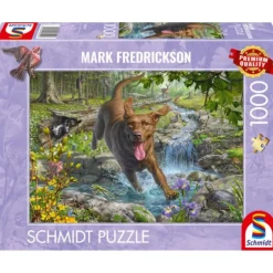 Puzzle 1000 pièces : Labrador retriever en promenade au printemps - Schmidt