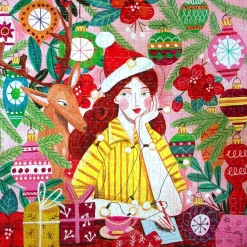 Puzzle 500 pièces : Le Renne de Mme Santa - Eeboo
