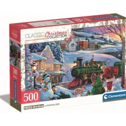 Puzzle 500 pièces : Le Train de noël - Clementoni