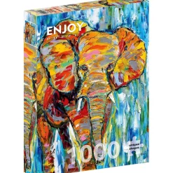 Puzzle 1000 Pièces : Éléphant coloré - EnjoyPuzzle