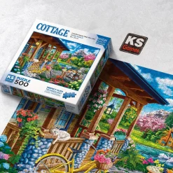 Puzzle 500 pièces : Maison colorée près du lac - Ks Games