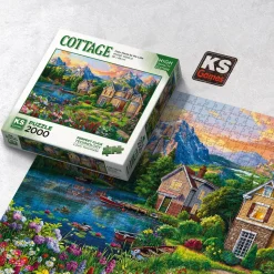 Puzzle 2000 pièces : Maison douillette au bord du lac - Ks Games