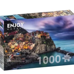 Puzzle 1000 pièces : Manarola au crépuscule, Cinque Terre, Italie - EnjoyPuzzle