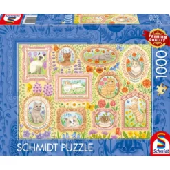 Puzzle 1000 pièces : Nobles chats parmi les fleurs - Schmidt