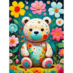 Puzzle 1000 Pièces : Ours en Peluche fleur - EnjoyPuzzle