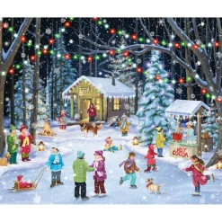 Puzzle 1000 pièces : Patineurs en forêt - Vermont Christmas Company