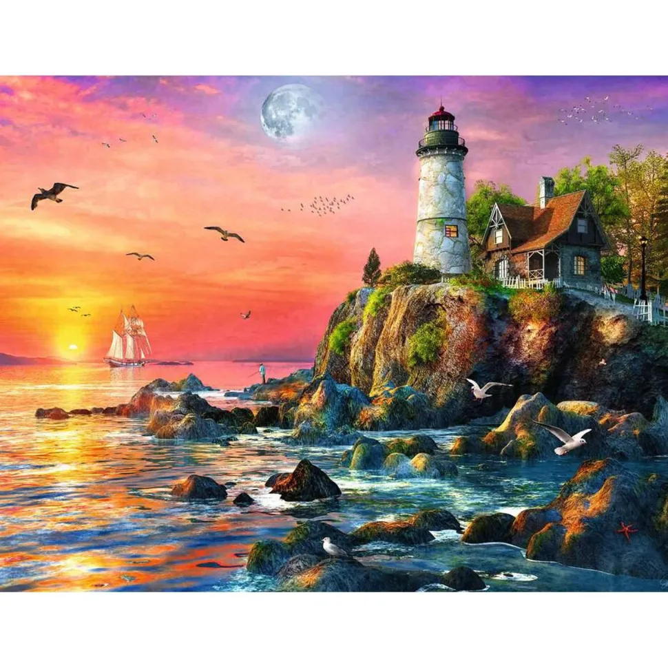 Puzzle 500 pièces - Phare au coucher du soleil - Ravensburger