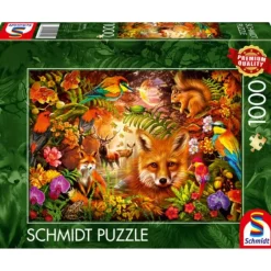 Puzzle 1000 pièces : Plumes, pelages et fleurs - Schmidt
