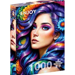 Puzzle 1000 Pièces : Portrait de fleurs arc-en-ciel - EnjoyPuzzle