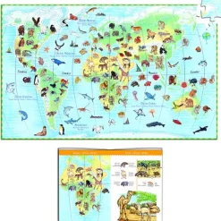 Puzzle 100 pièces - Poster et livret : Les animaux du monde - Djeco