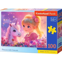 Puzzle 100 pièces : Princesse à la licorne - Castorland