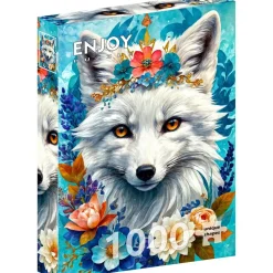 Puzzle 1000 pièces : Renard des neiges en fleurs - EnjoyPuzzle