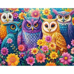 Puzzle 3000 pièces : Rencontre des hiboux fleuris - Castorland