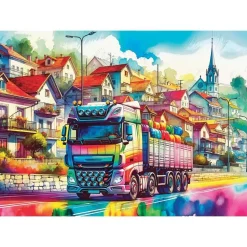 Puzzle 1000 pièces : ROULER À TRAVERS LES COULEURS - JaCaRou