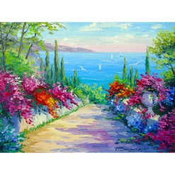 Puzzle 1000 Pièces : Route ensoleillée vers la mer - EnjoyPuzzle